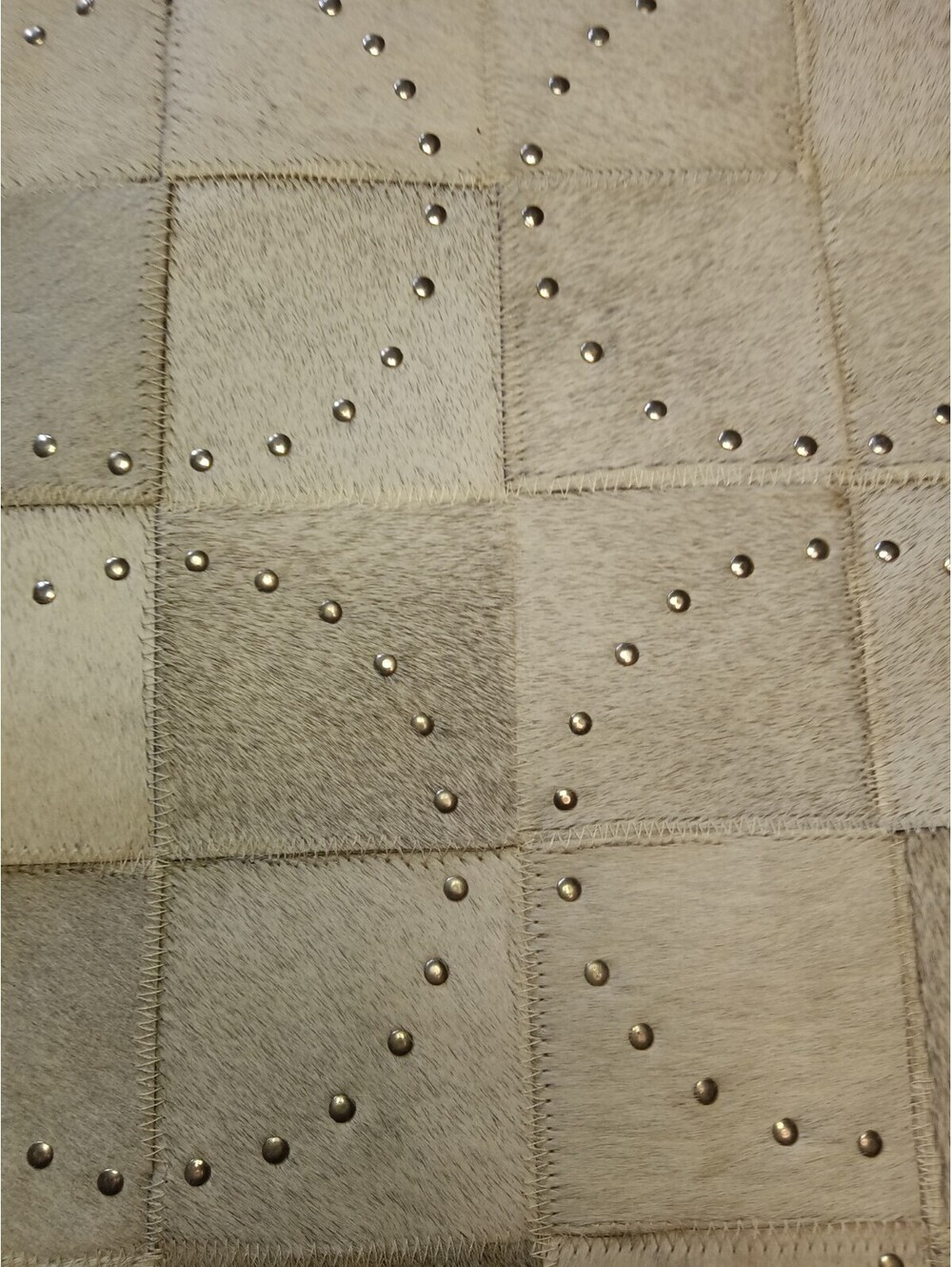 New Safavieh Phoebe Cowhide Throw Pillow – Ivory/Silver Studs 22"X22"